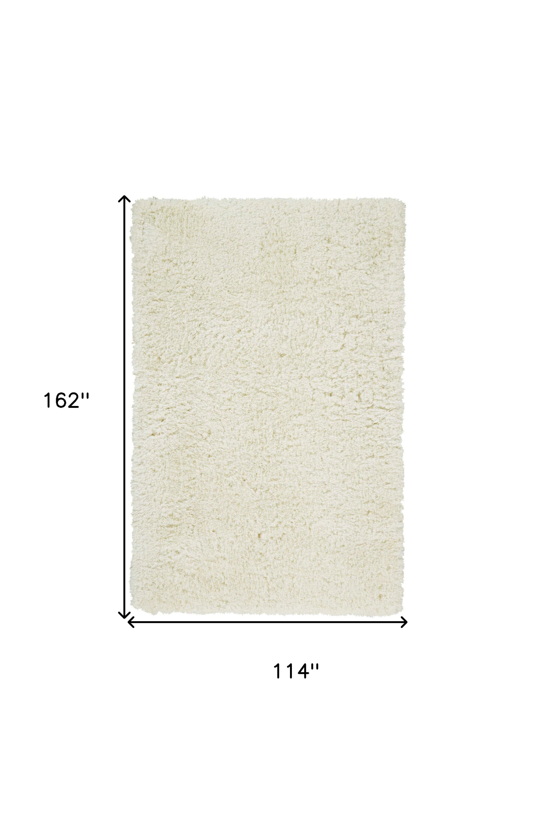 10' X 13' Ivory And White Shag Tufted Handmade Stain Resistant Area Rug