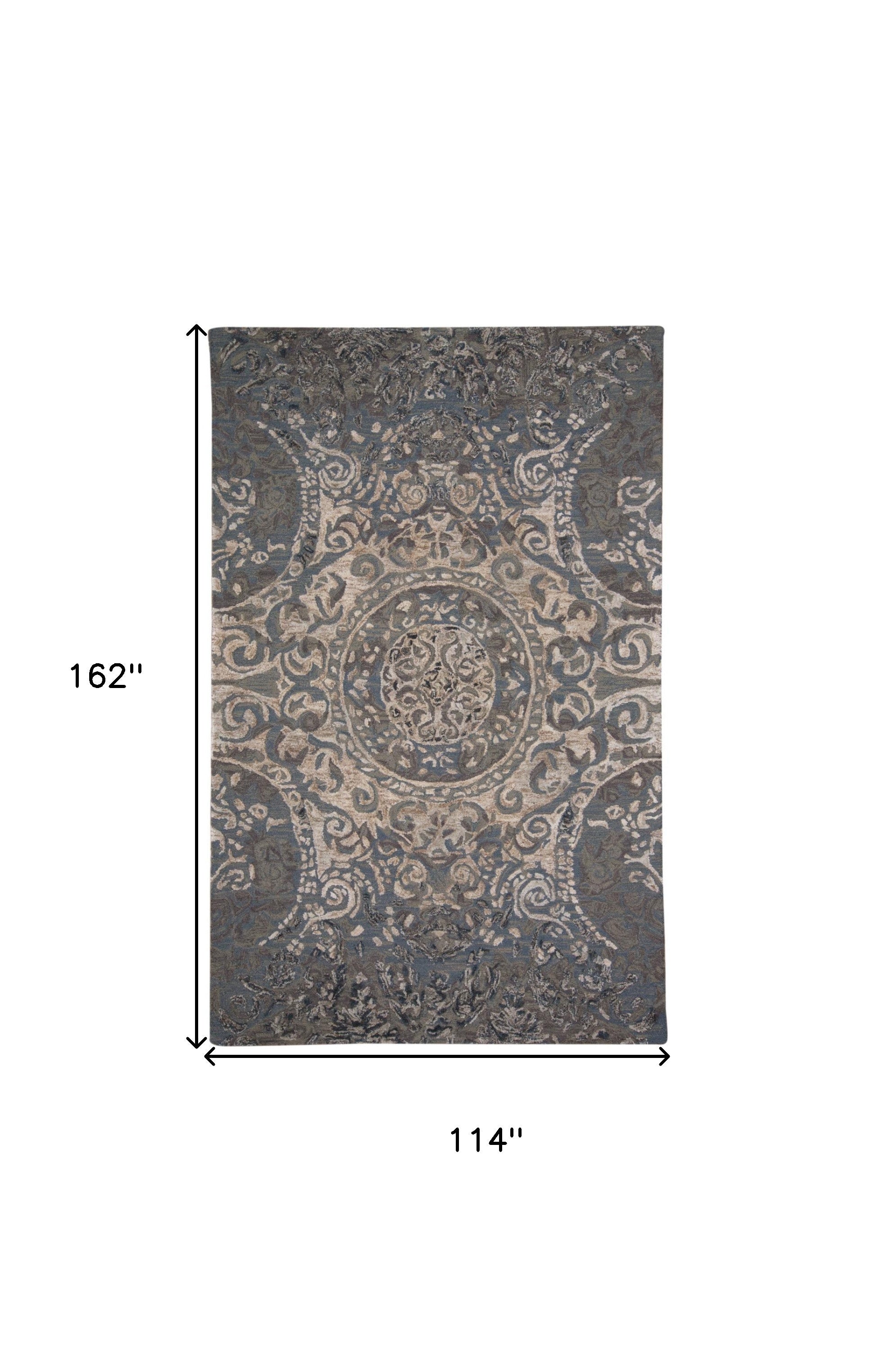 10' X 13' Gray Blue And Taupe Wool Abstract Tufted Handmade Stain Resistant Area Rug