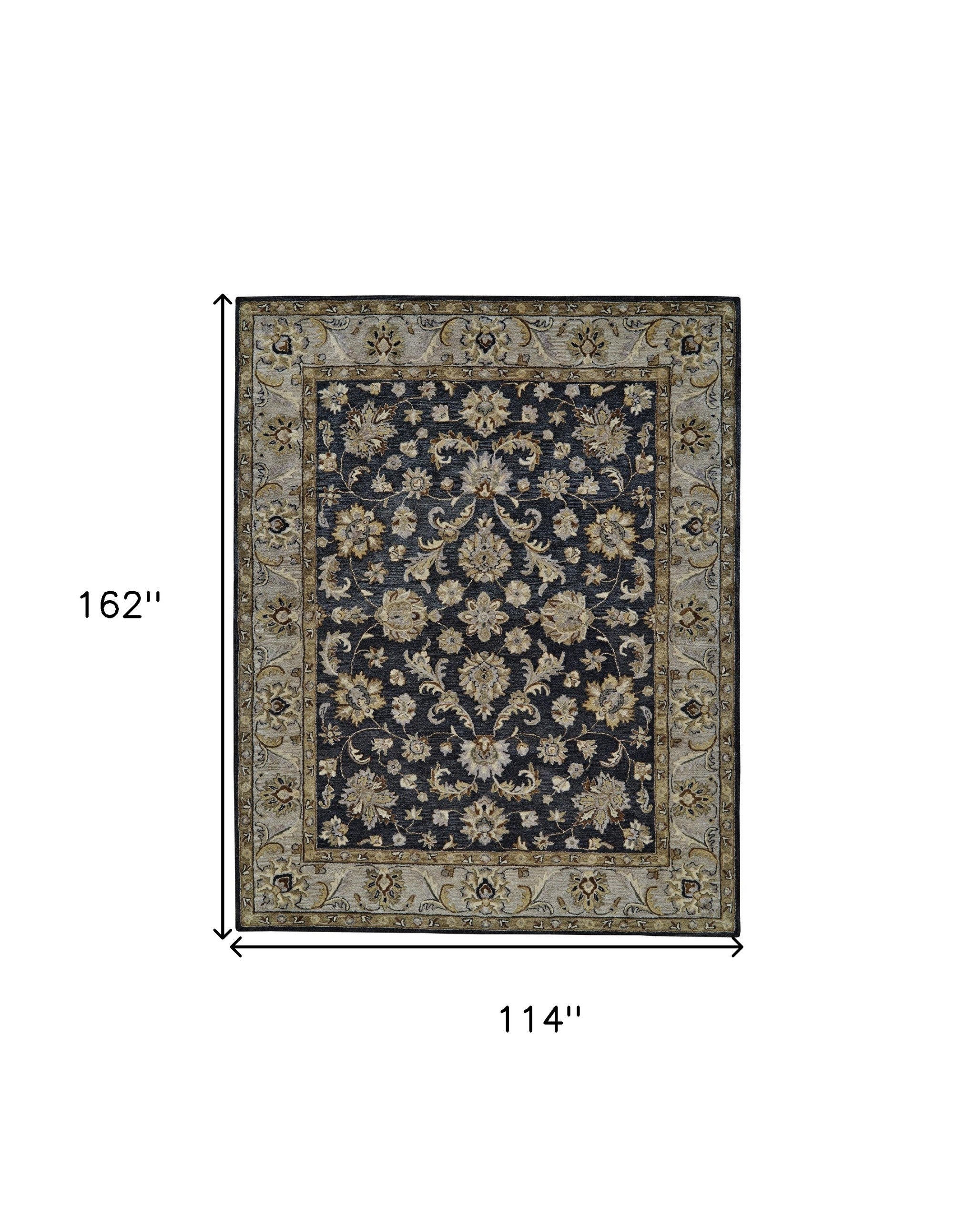 10' X 13' Blue Gray And Taupe Wool Floral Tufted Handmade Stain Resistant Area Rug