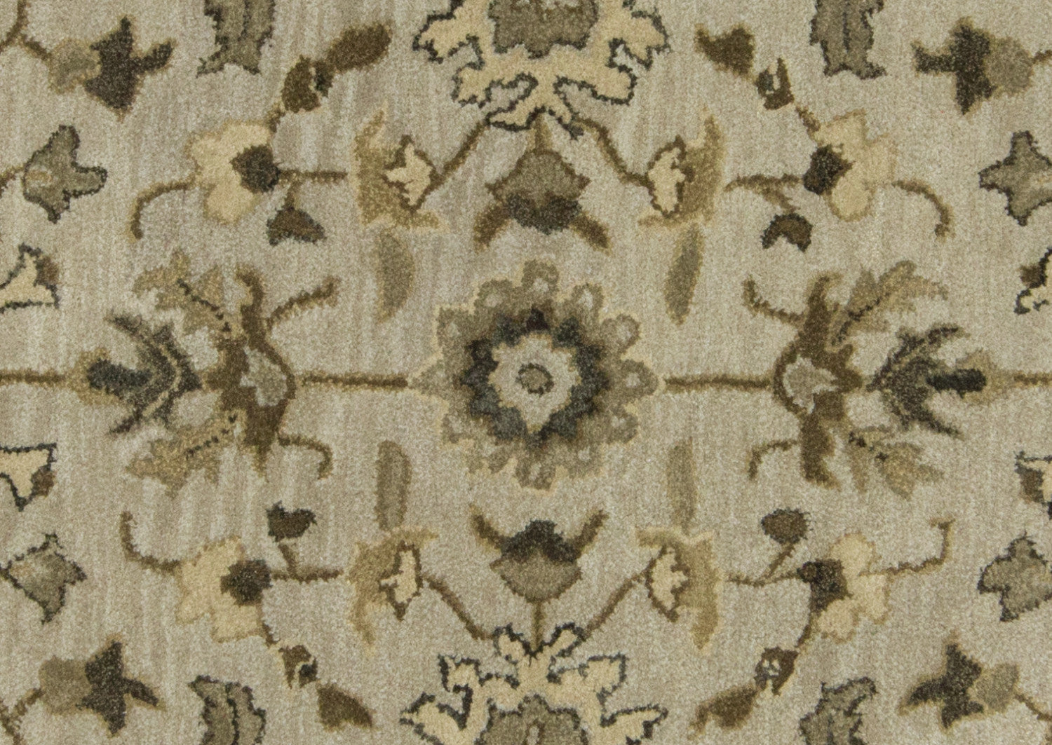 8' X 11' Gray Ivory And Taupe Wool Floral Tufted Handmade Stain Resistant Area Rug