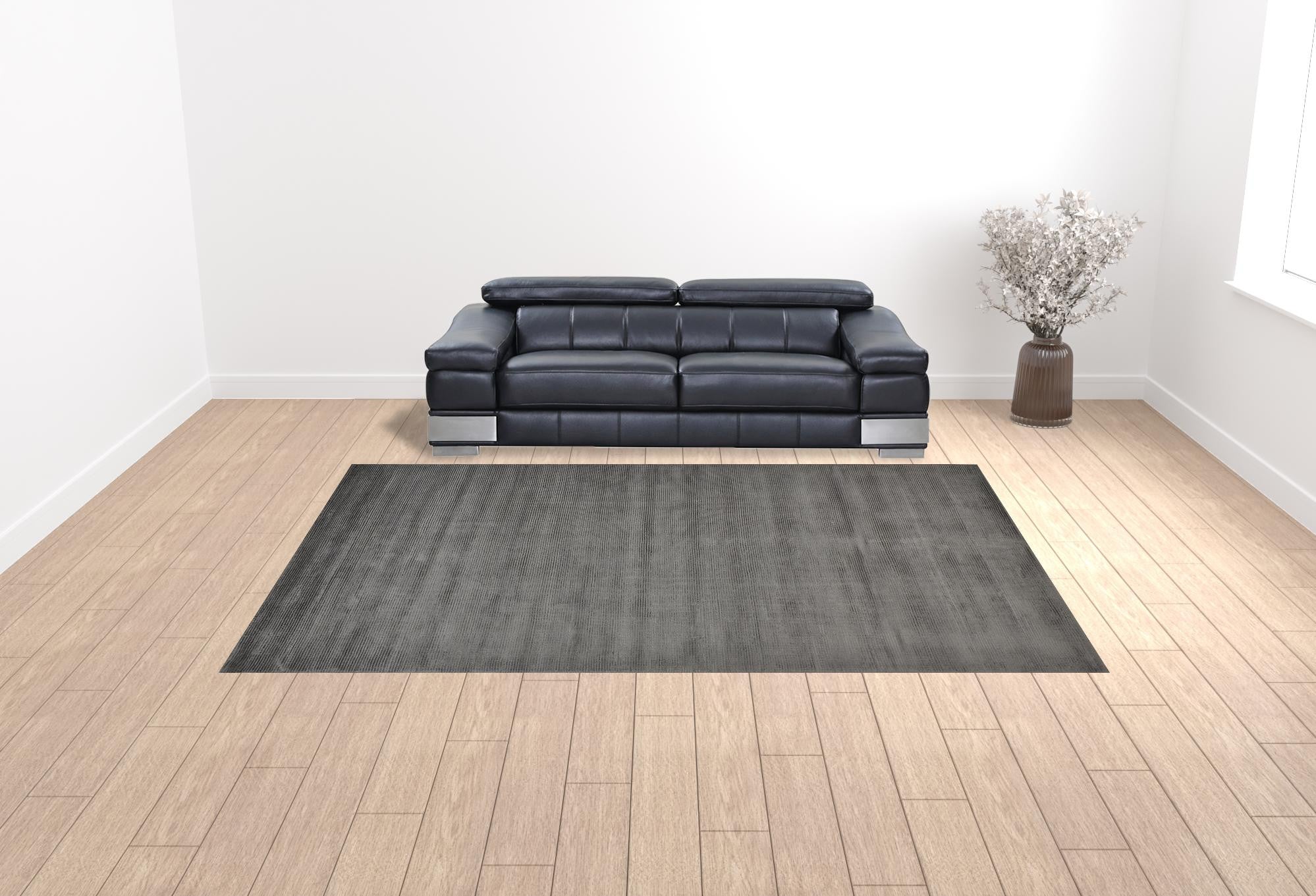 10' X 13' Gray And Black Hand Woven Area Rug