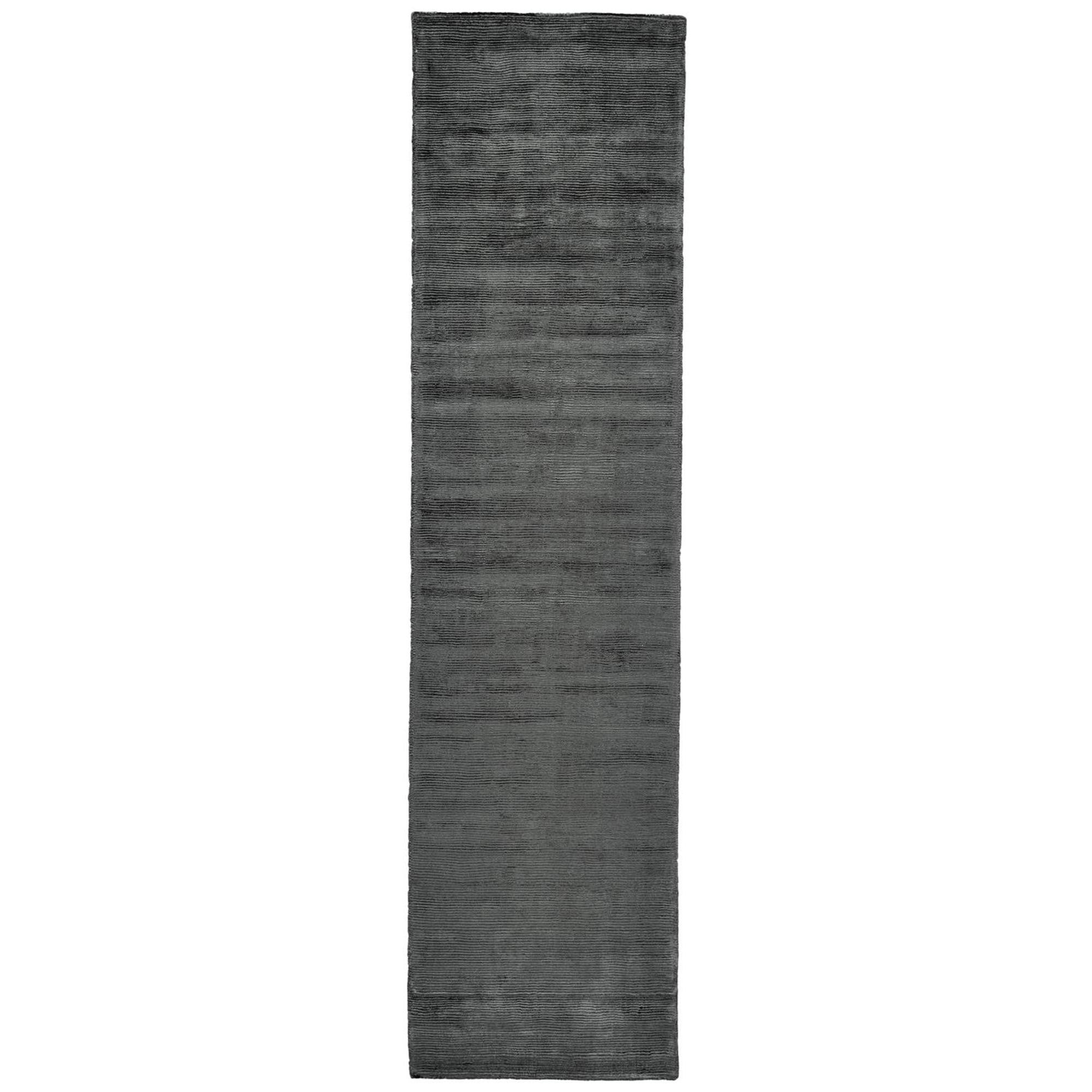 10' Gray and Black Hand Woven Runner Rug