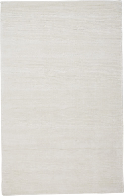 5' X 8' White Hand Woven Distressed Area Rug