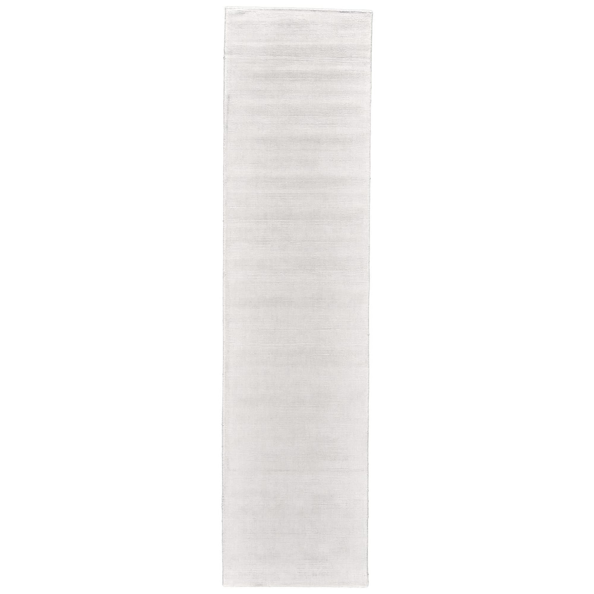 10' White Hand Woven Distressed Runner Rug