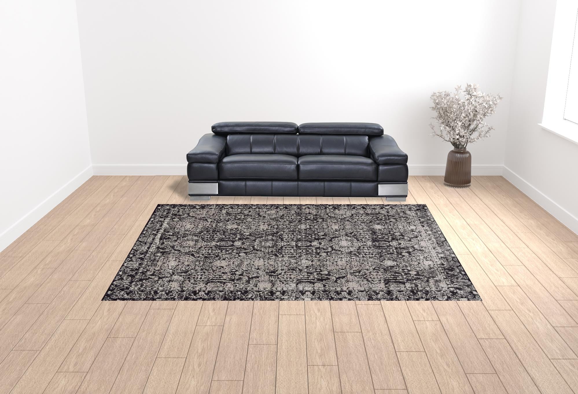 10' X 13' Gray And Ivory Abstract Stain Resistant Area Rug