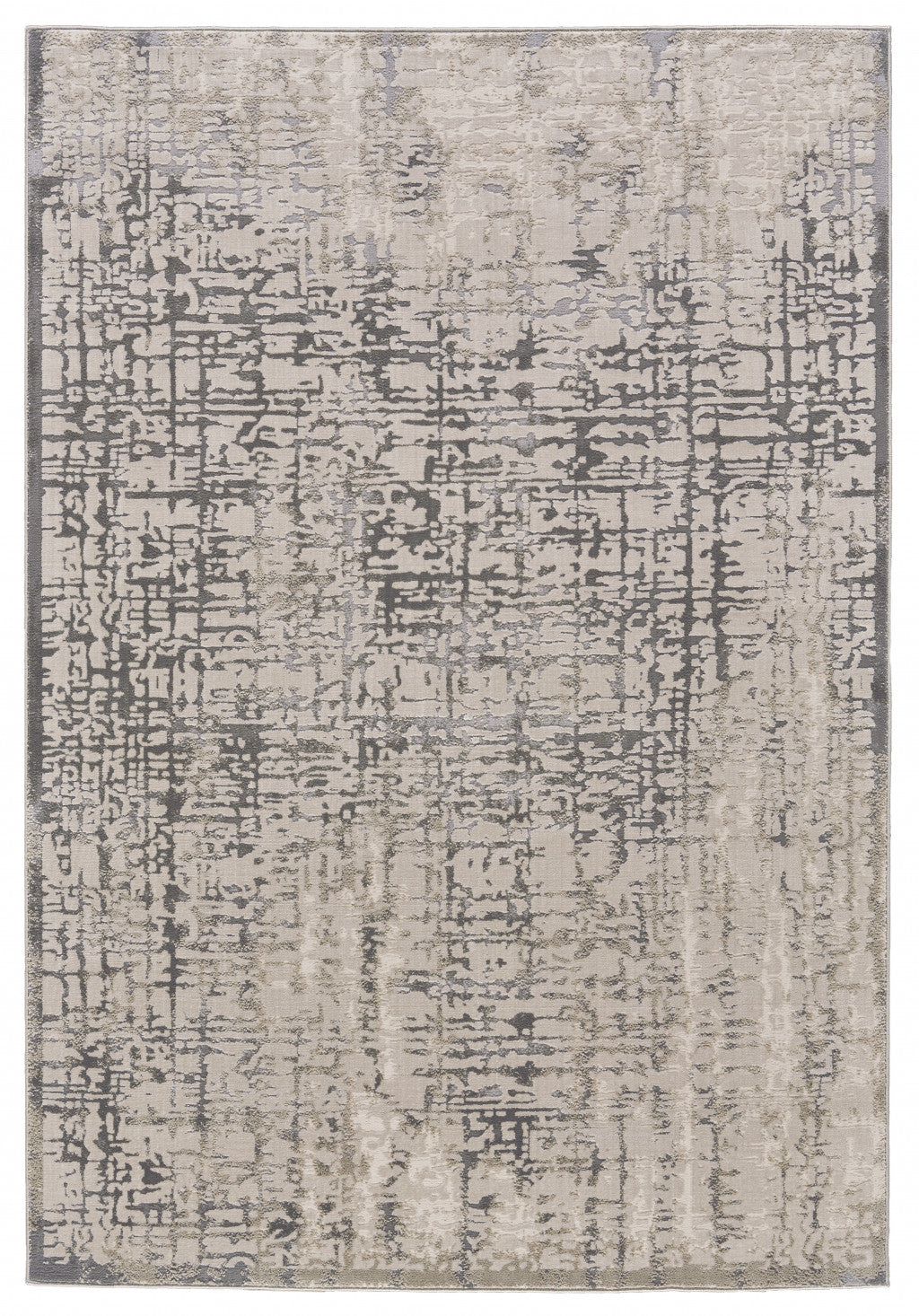 8' X 11' Gray And Ivory Abstract Stain Resistant Area Rug