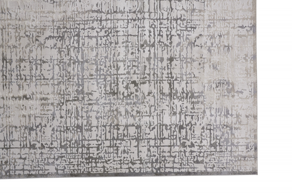 8' X 11' Gray And Ivory Abstract Stain Resistant Area Rug