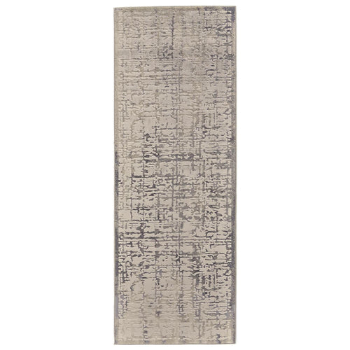 8' Gray and Ivory Abstract Runner Rug