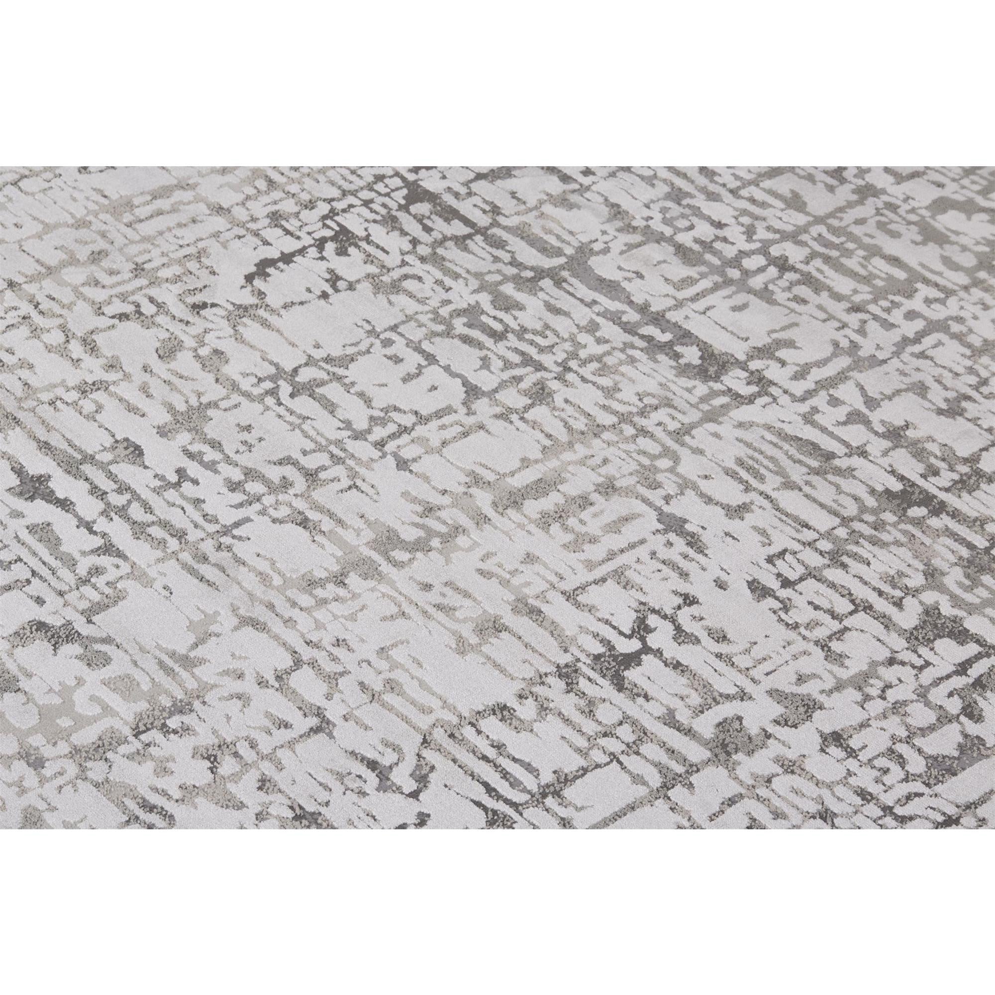 8' Gray and Ivory Abstract Runner Rug