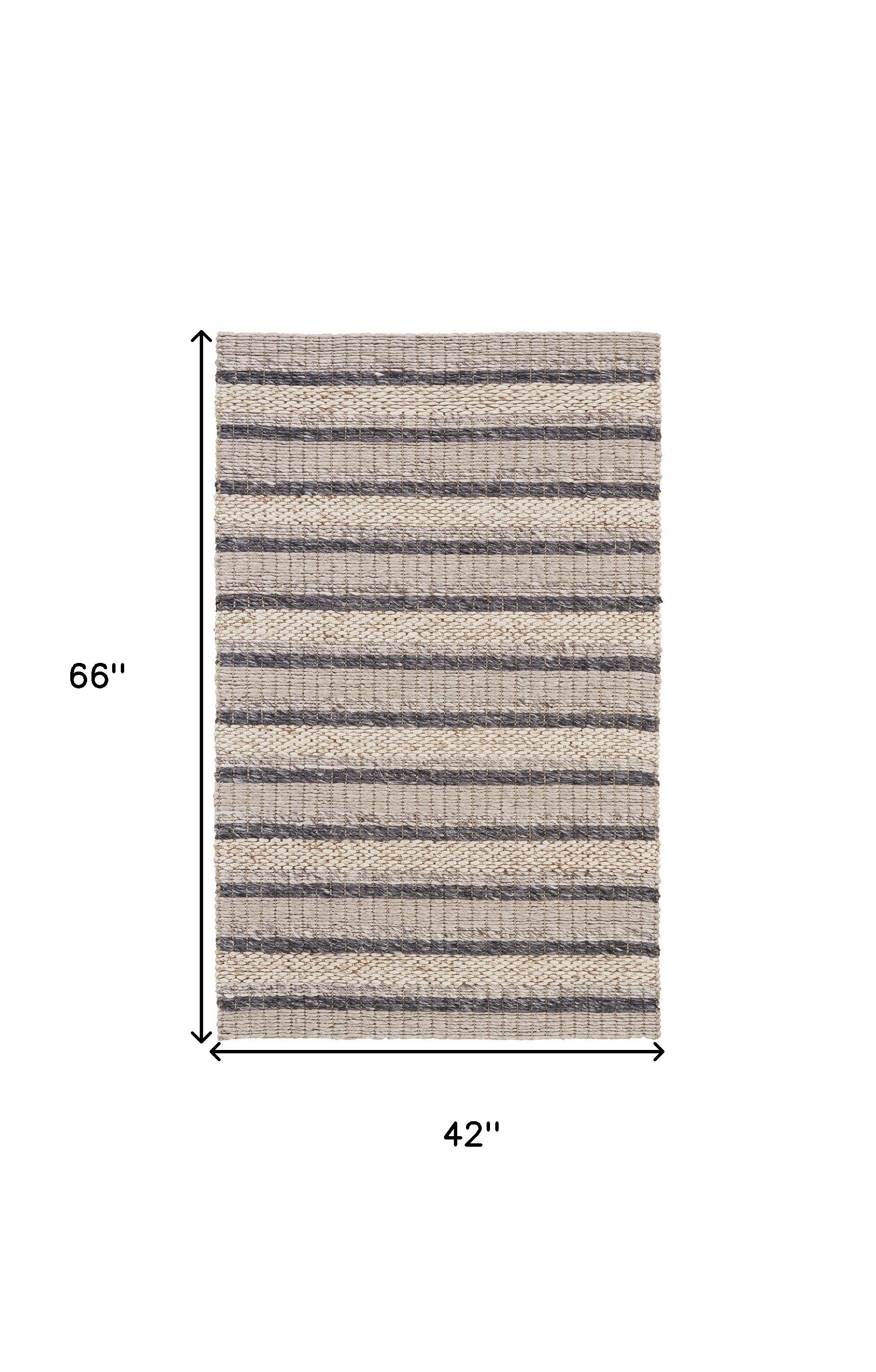 4' X 6' Ivory Tan And Gray Wool Hand Woven Stain Resistant Area Rug