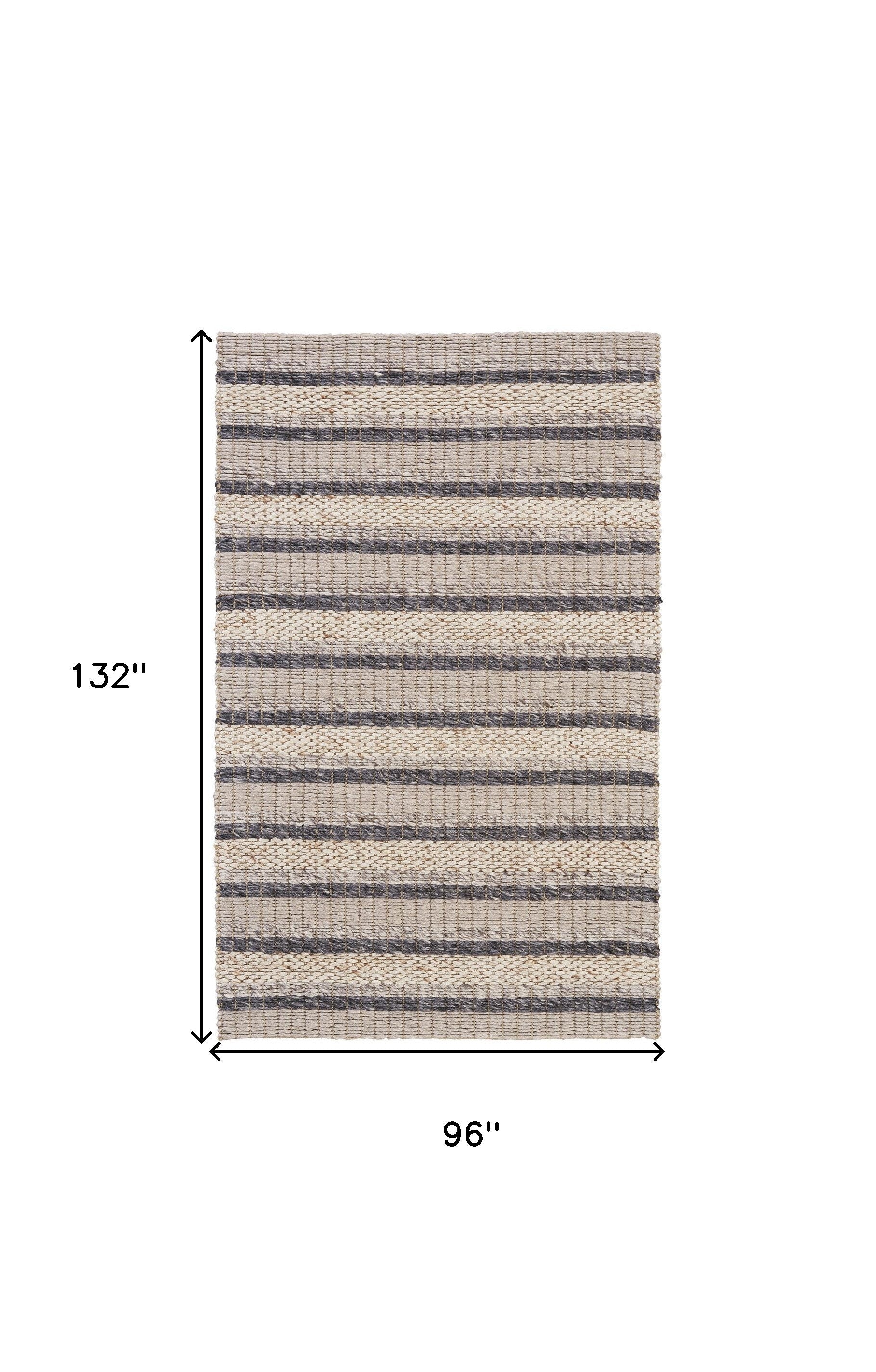 8' X 11' Ivory Tan And Gray Wool Hand Woven Stain Resistant Area Rug