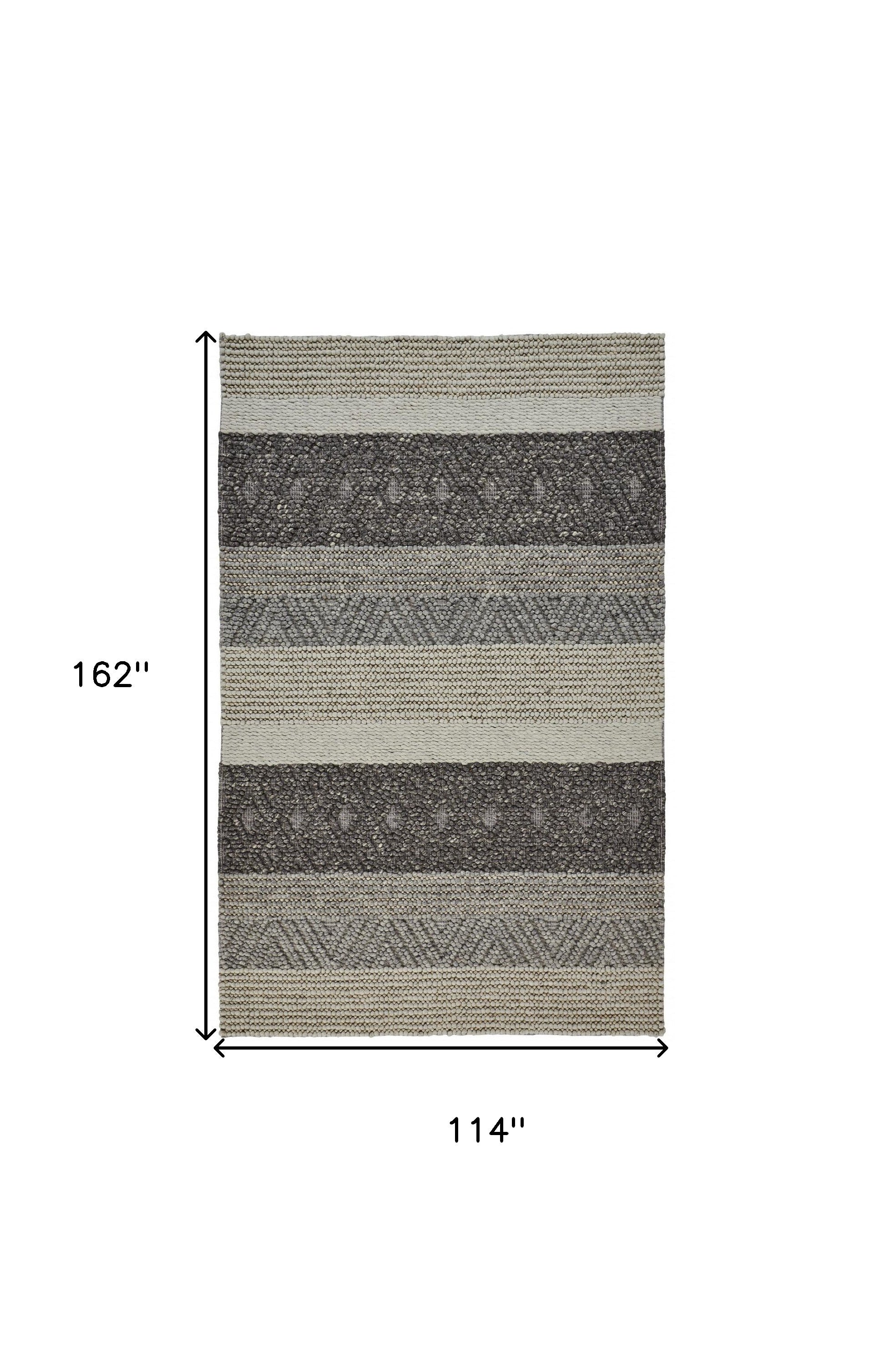 10' X 13' Gray Taupe And Tan Wool Floral Hand Woven Stain Resistant Area Rug