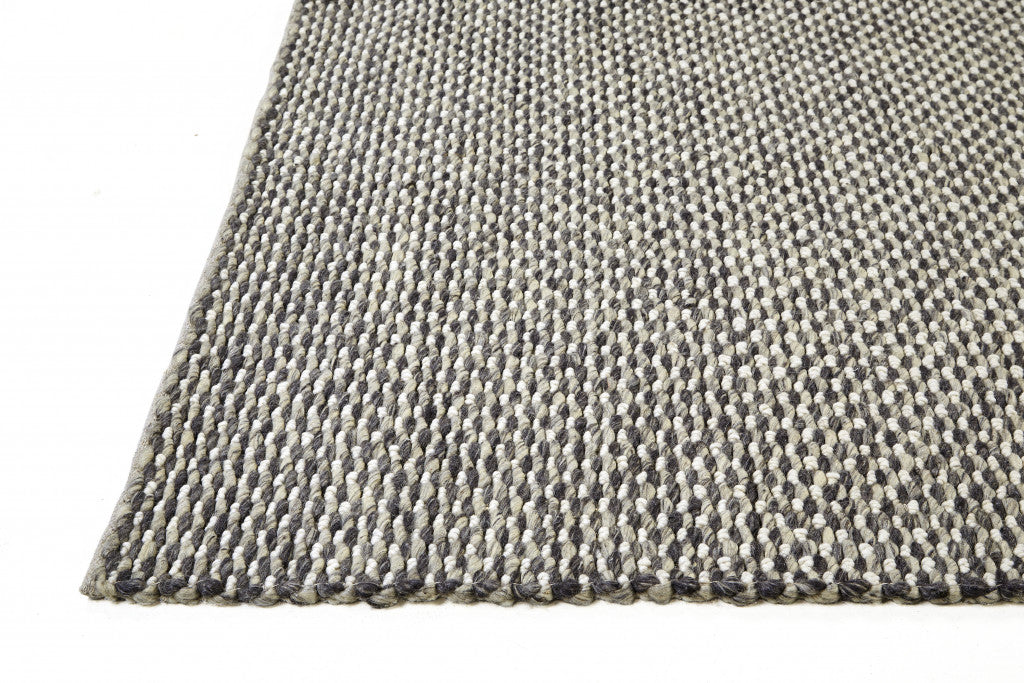 8' X 11' Gray And Ivory Wool Floral Hand Woven Stain Resistant Area Rug