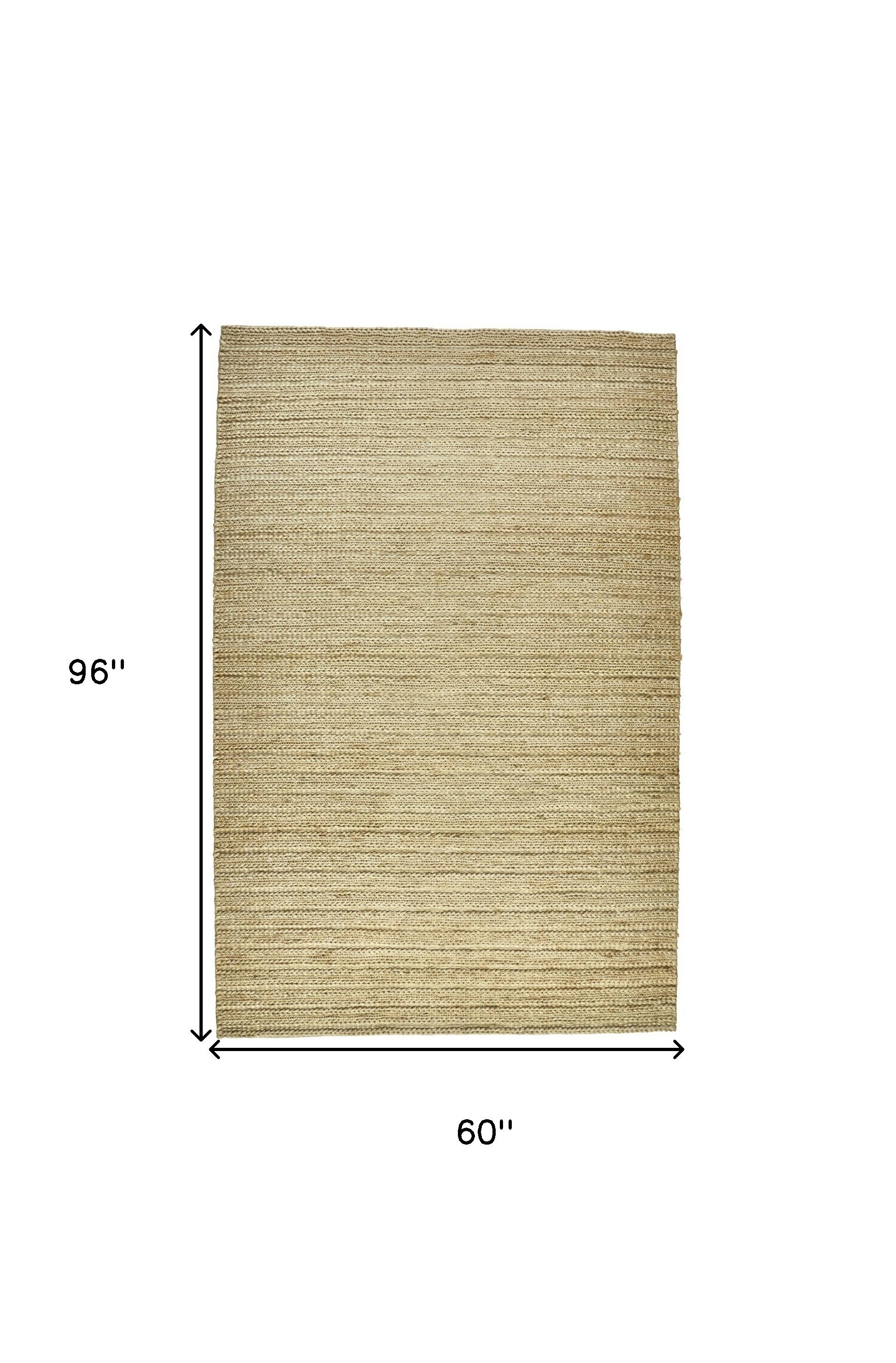 5' X 8' Tan Ivory And Taupe Hand Woven Area Rug