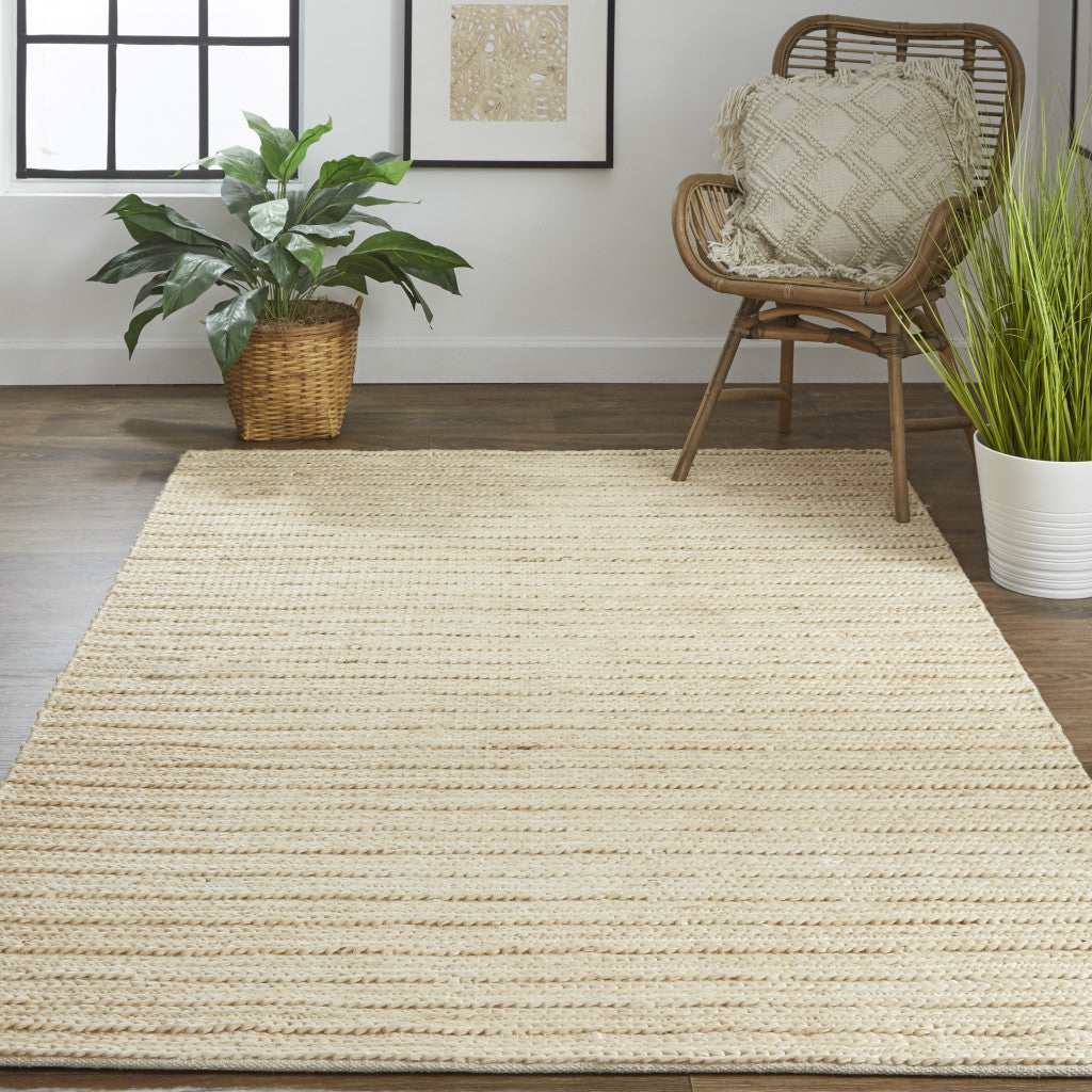 8' X 11' Tan Ivory And Taupe Hand Woven Area Rug