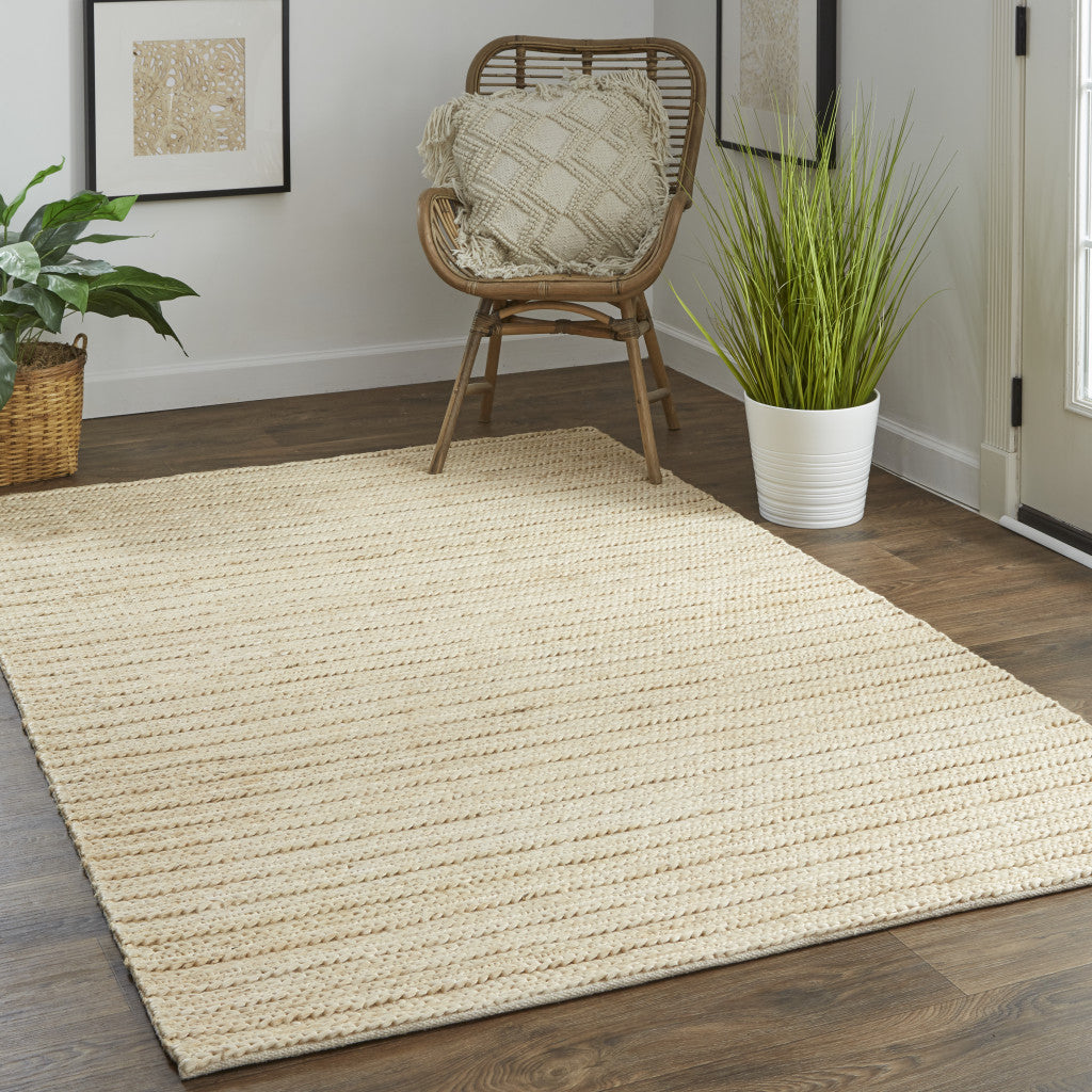 8' X 11' Tan Ivory And Taupe Hand Woven Area Rug