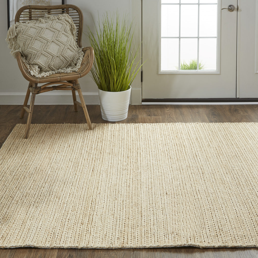 8' X 11' Tan Ivory And Taupe Hand Woven Area Rug