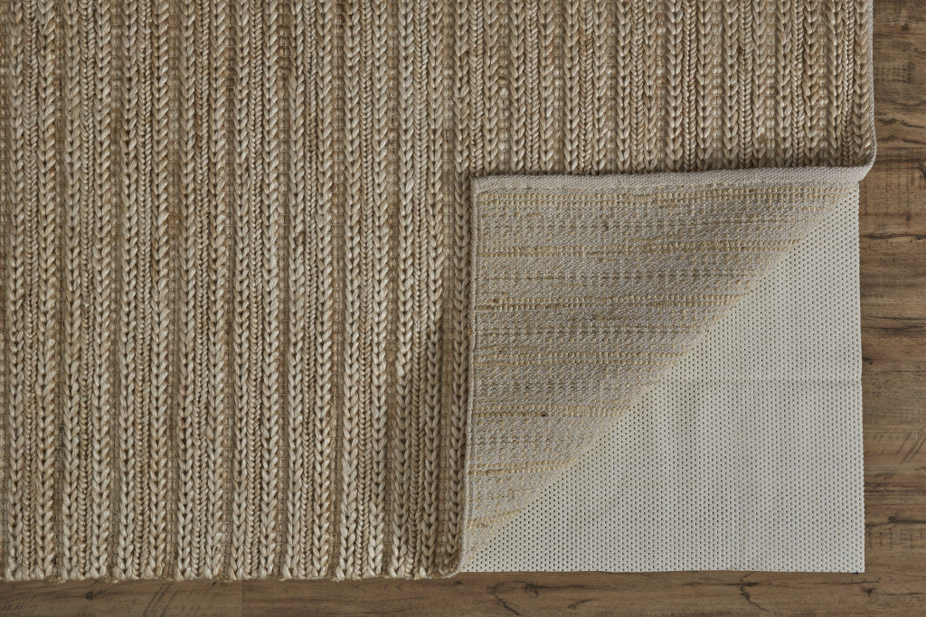 8' X 11' Tan Ivory And Taupe Hand Woven Area Rug