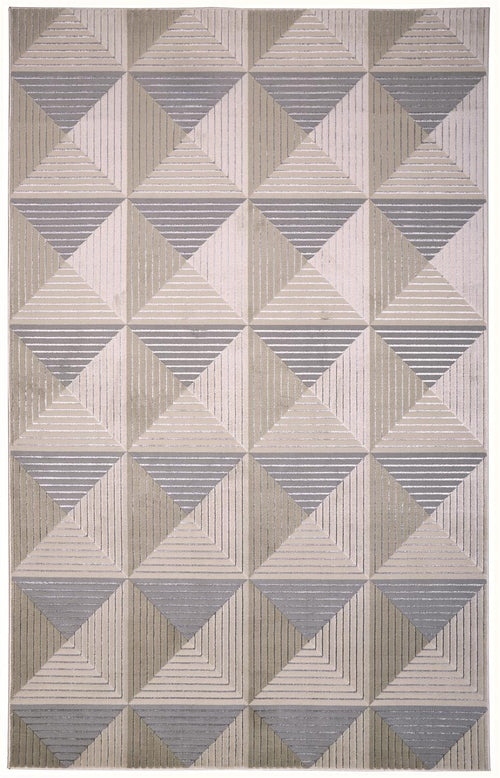 4' X 6' Beige Gray And Ivory Geometric Area Rug