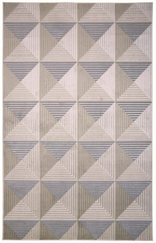 8' X 10' Beige Gray And Ivory Geometric Area Rug