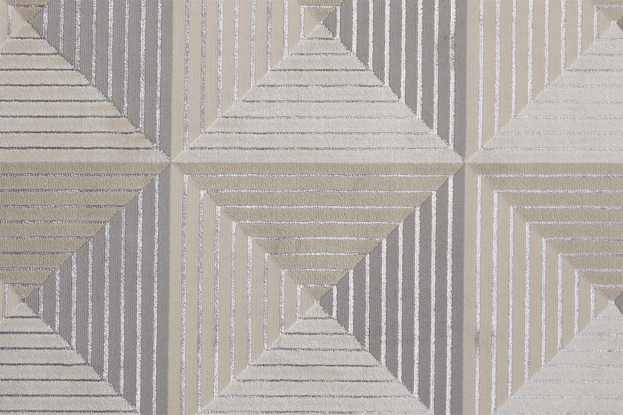 7' X 10' Beige Gray And Ivory Geometric Stain Resistant Area Rug