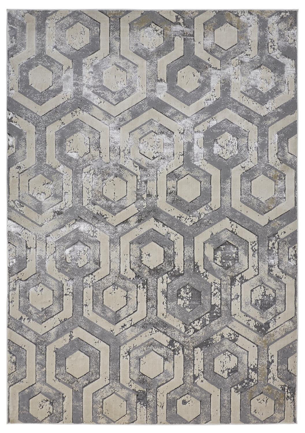 5' X 8' Gray Taupe And Silver Abstract Stain Resistant Area Rug