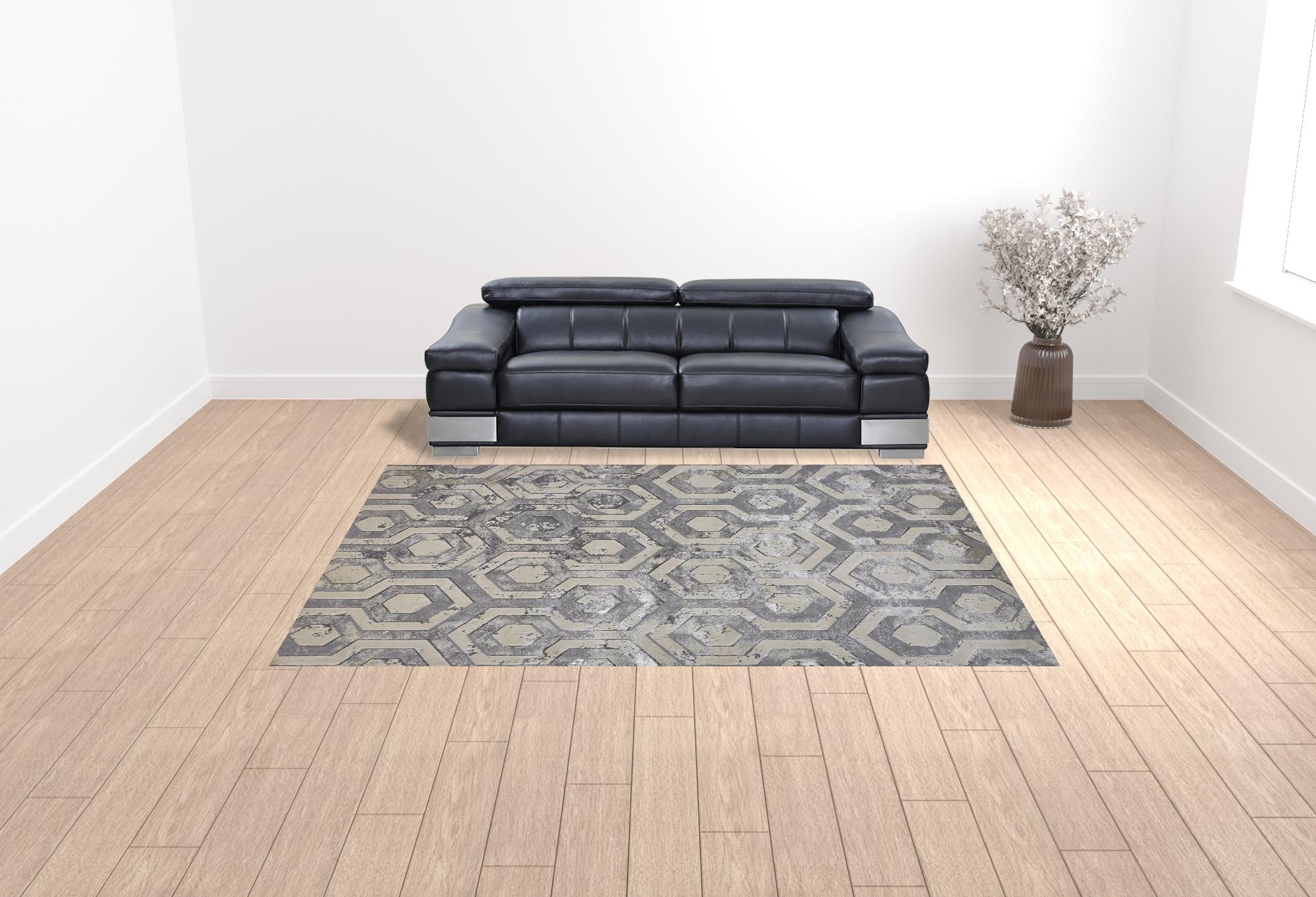 9' X 12' Gray Taupe And Silver Abstract Area Rug