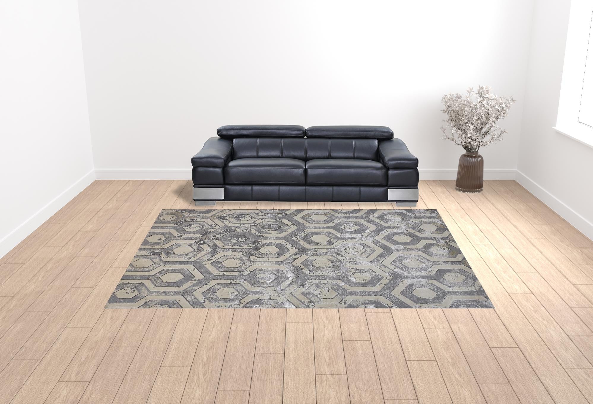 10' X 13' Gray Taupe And Silver Abstract Stain Resistant Area Rug