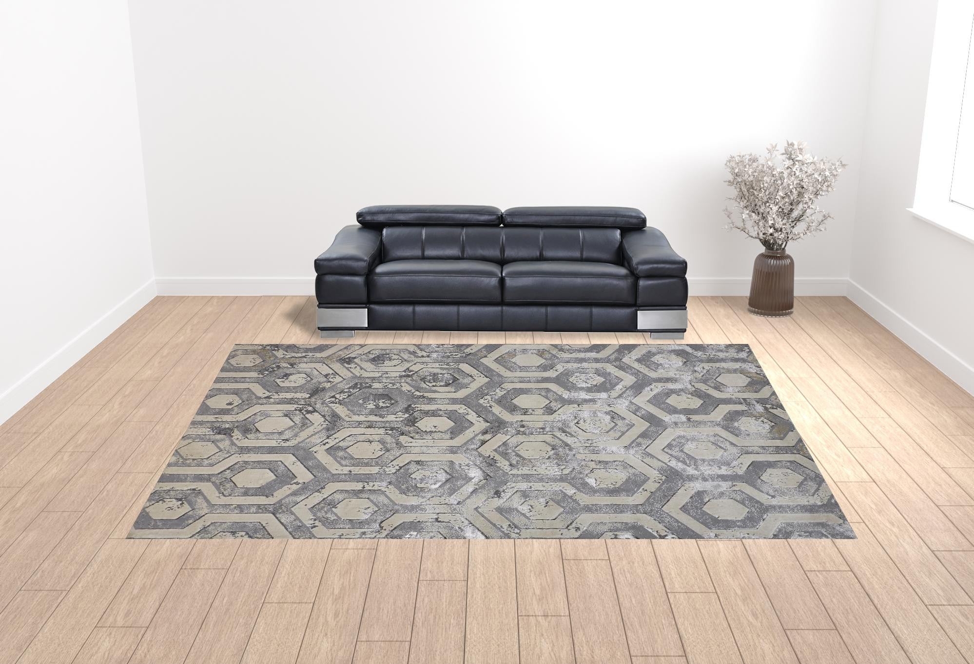 12' X 15' Gray Taupe And Silver Abstract Area Rug