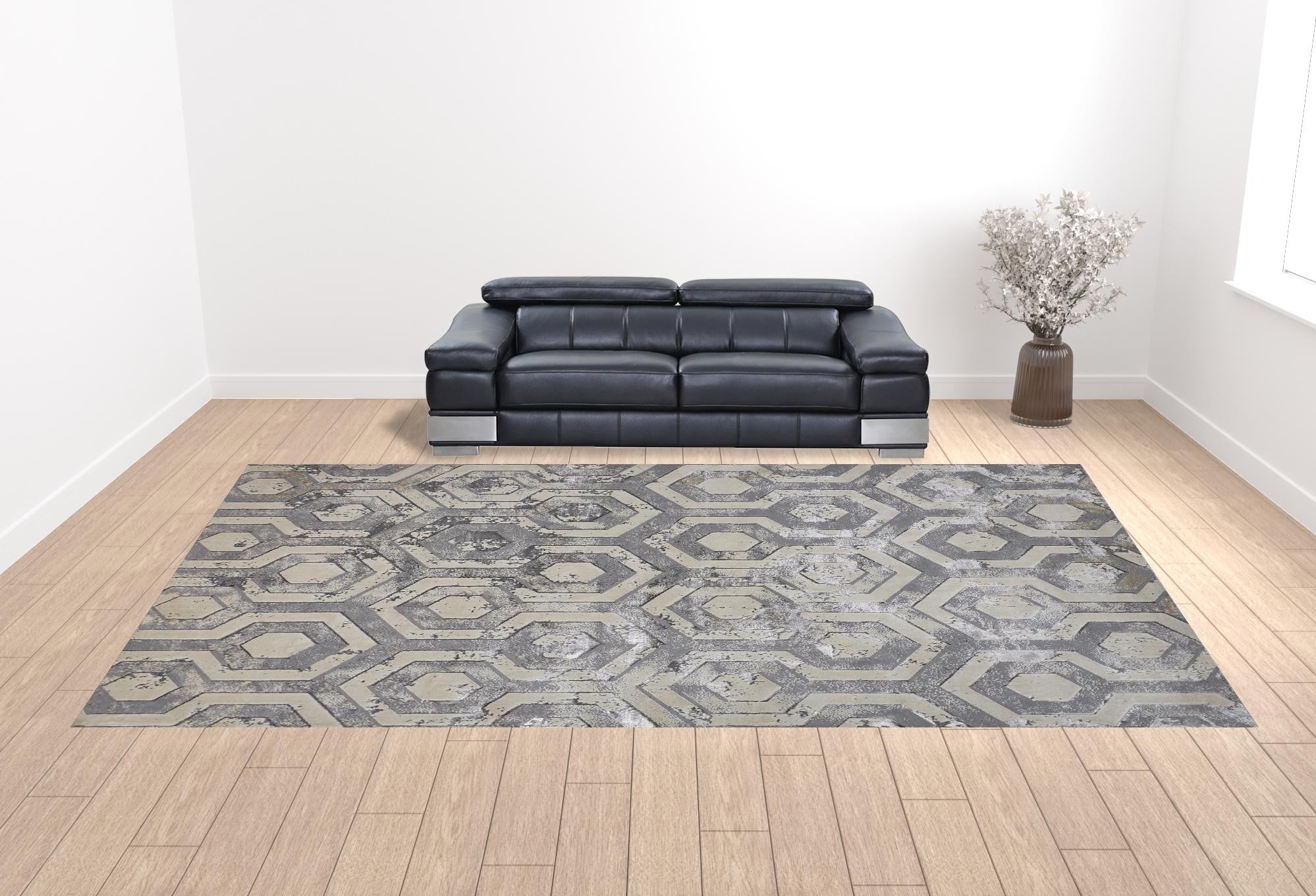 12' X 18' Gray Taupe And Silver Abstract Area Rug