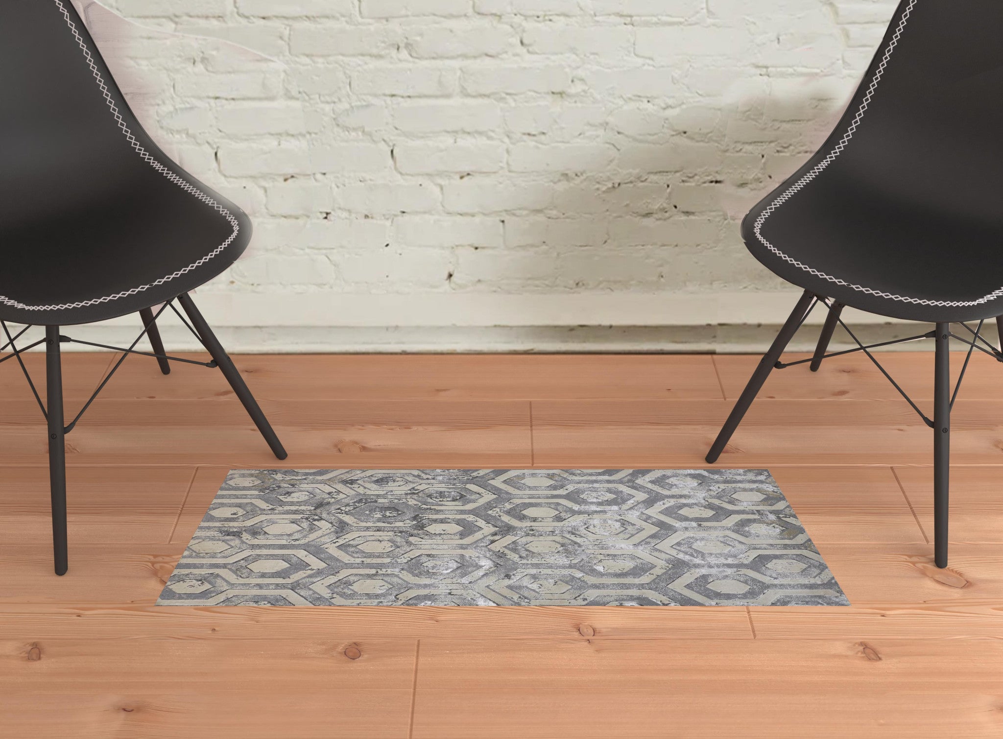 2' X 3' Gray Taupe And Silver Abstract Stain Resistant Area Rug