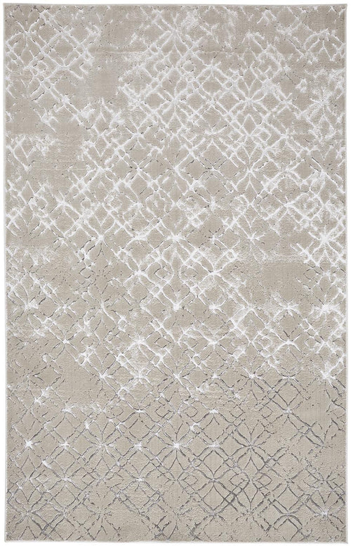 2' X 3' Silver Gray And White Abstract Stain Resistant Area Rug