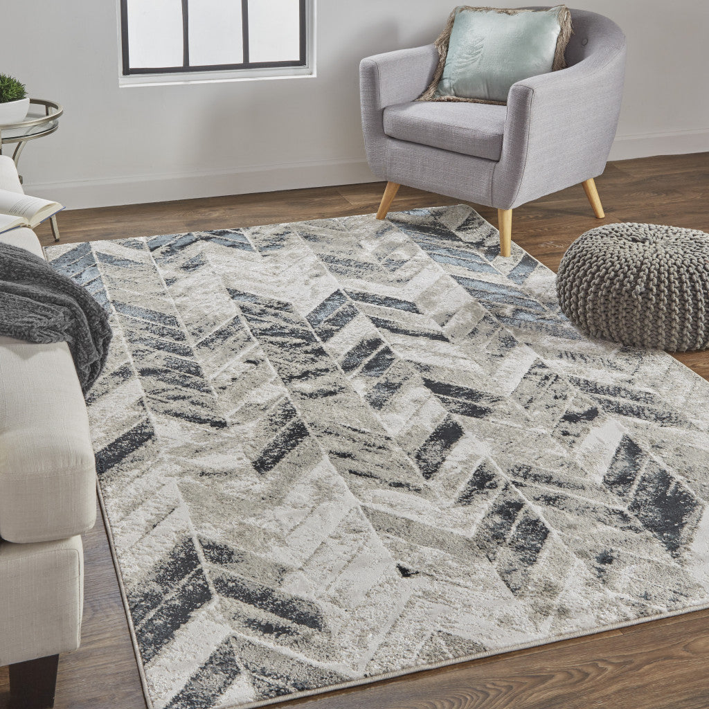 4' X 6' Black Gray And Silver Geometric Area Rug