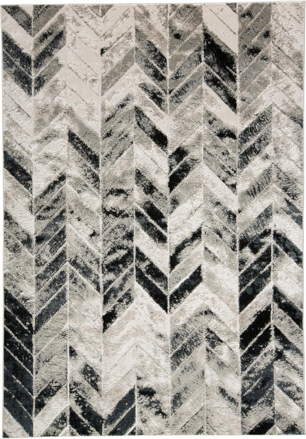 8' X 11' Black Gray And Silver Geometric Stain Resistant Area Rug