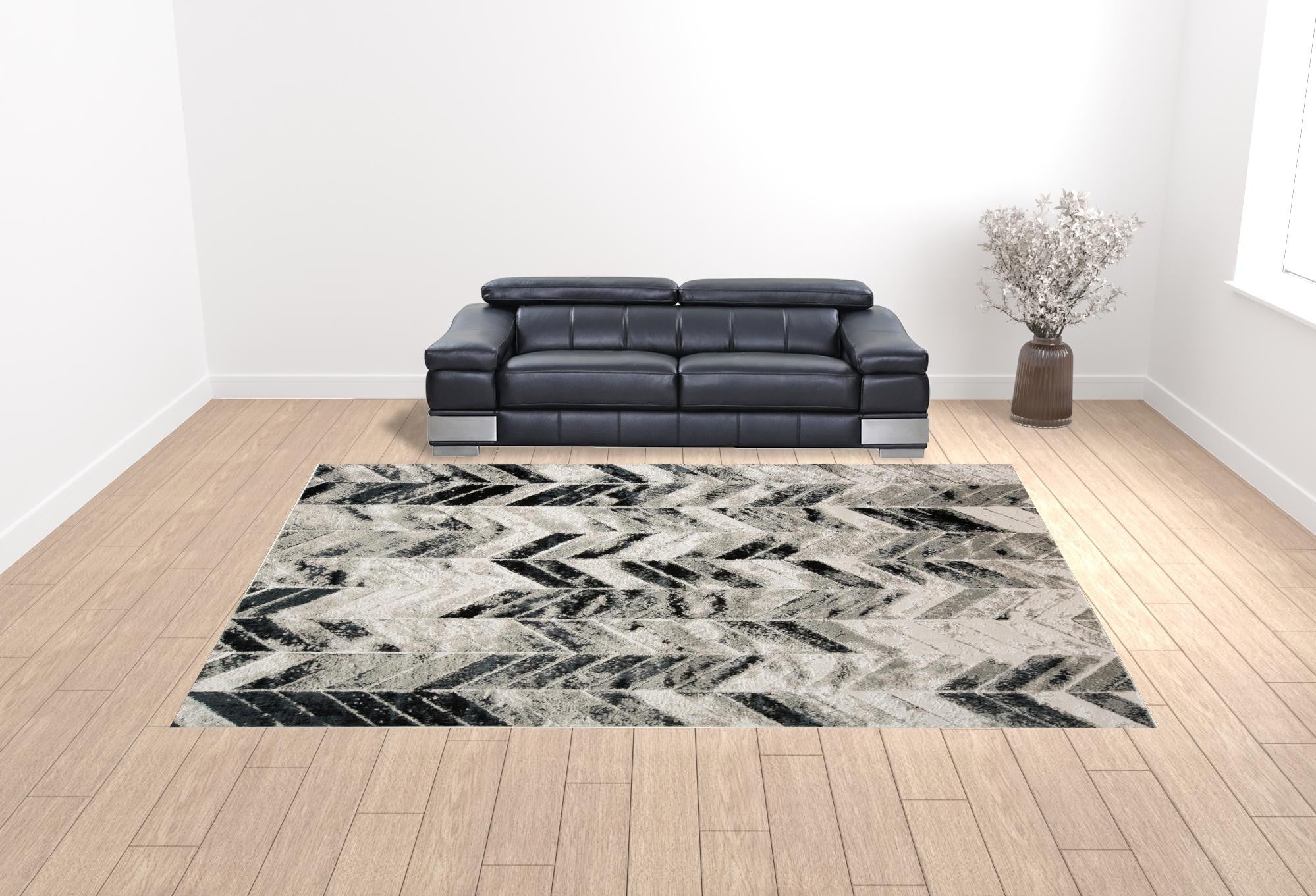 12' X 15' Black Gray And Silver Geometric Stain Resistant Area Rug