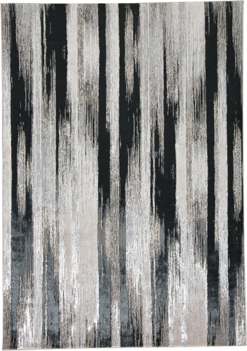 10' x 13' Beige and Black Abstract Power Loom Area Rug