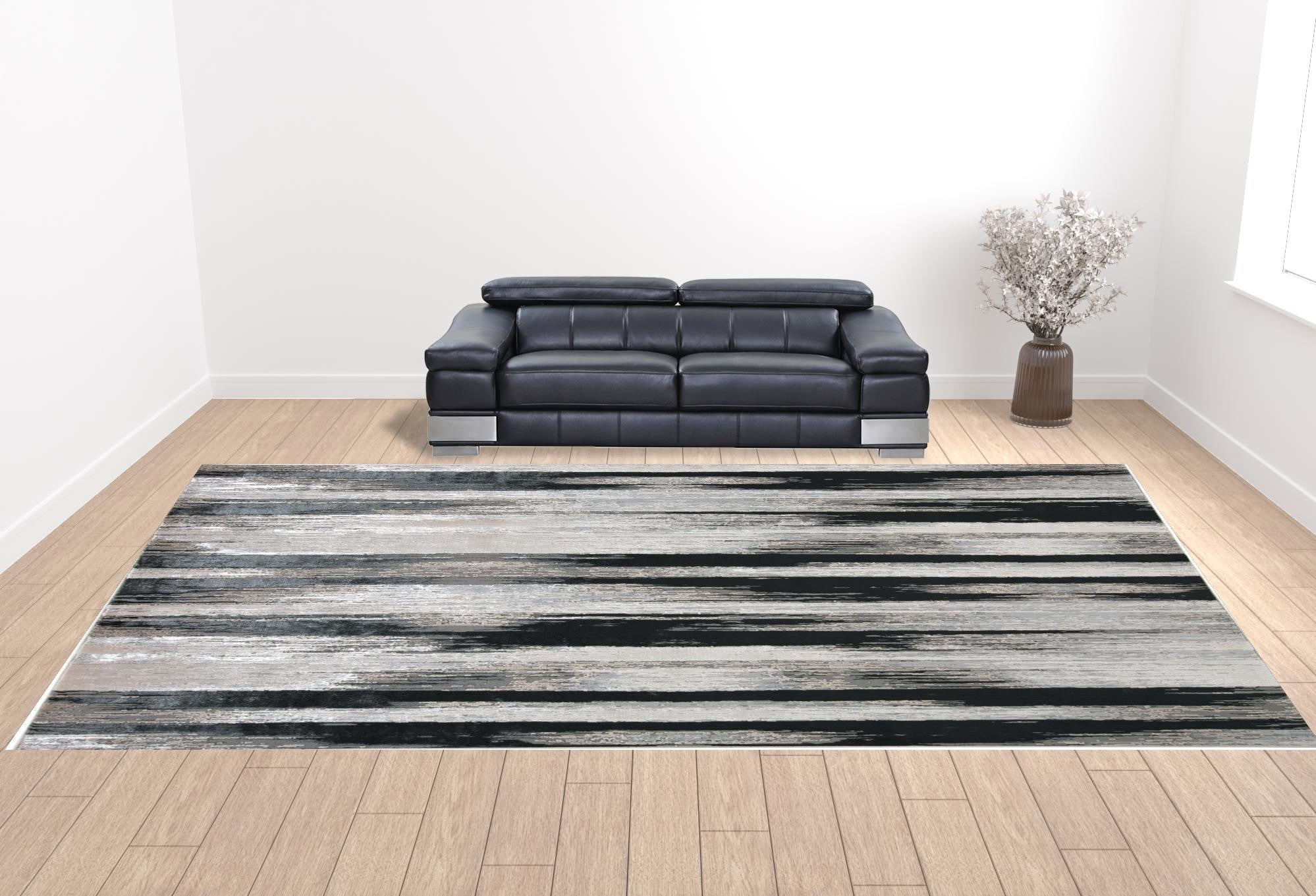 13' x 20' Beige and Black Abstract Power Loom Area Rug