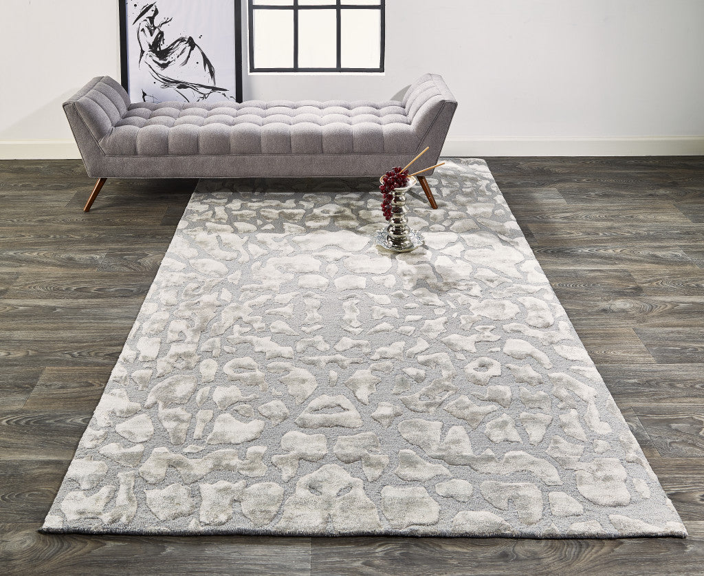 5' X 8' Gray And Silver Abstract Tufted Handmade Area Rug