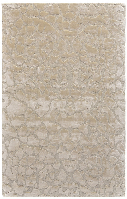 4' X 6' Ivory Taupe And Tan Abstract Tufted Handmade Area Rug