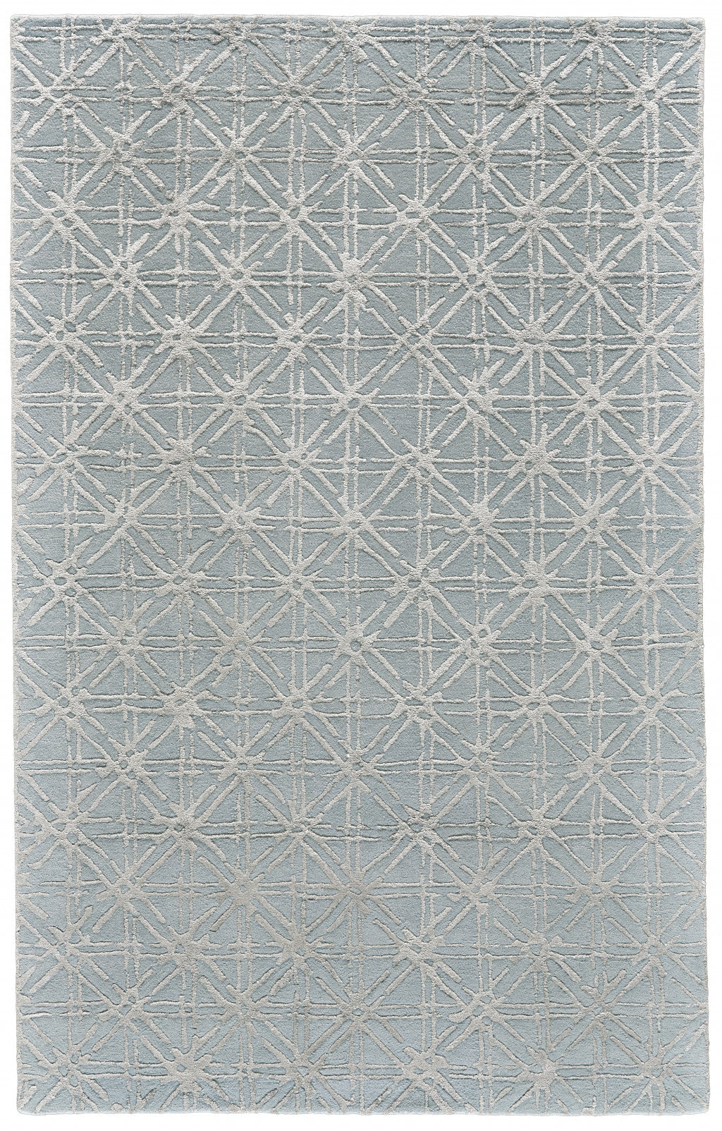 5' X 8' Blue Silver And Gray Wool Abstract Tufted Handmade Area Rug