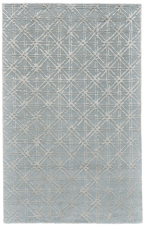 5' X 8' Blue Silver And Gray Wool Abstract Tufted Handmade Area Rug