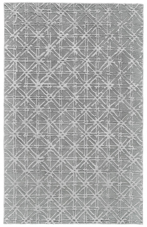 4' X 6' Gray And Silver Wool Abstract Tufted Handmade Area Rug