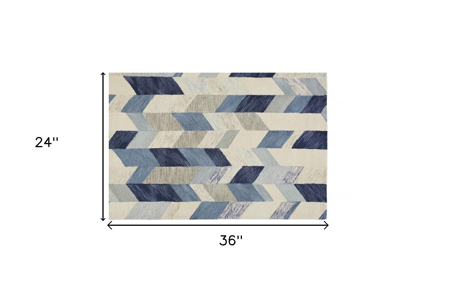 2' X 3' Blue Ivory And Gray Wool Geometric Tufted Handmade Area Rug