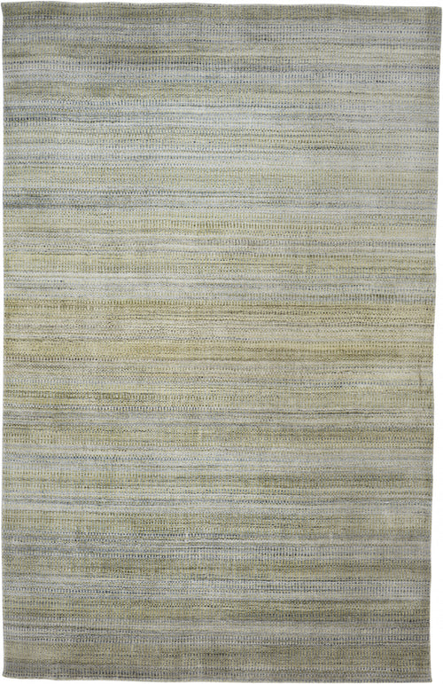 5' X 8' Green Blue And Tan Ombre Hand Woven Area Rug