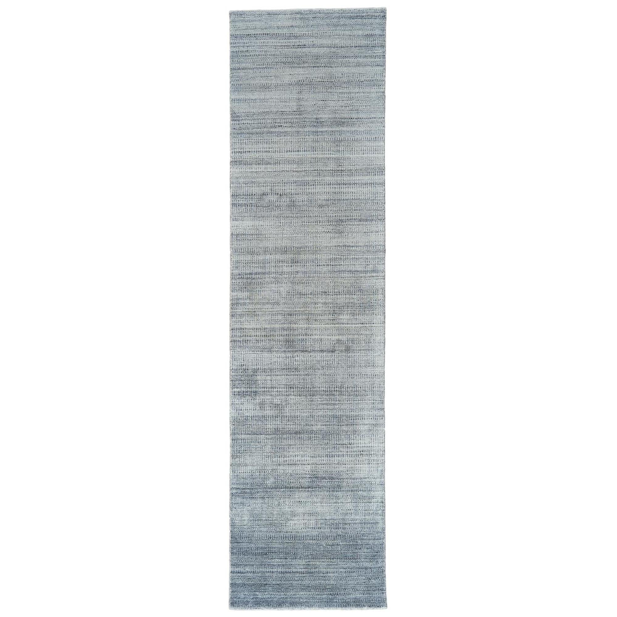 10' Blue and Gray Ombre Hand Woven Runner Rug