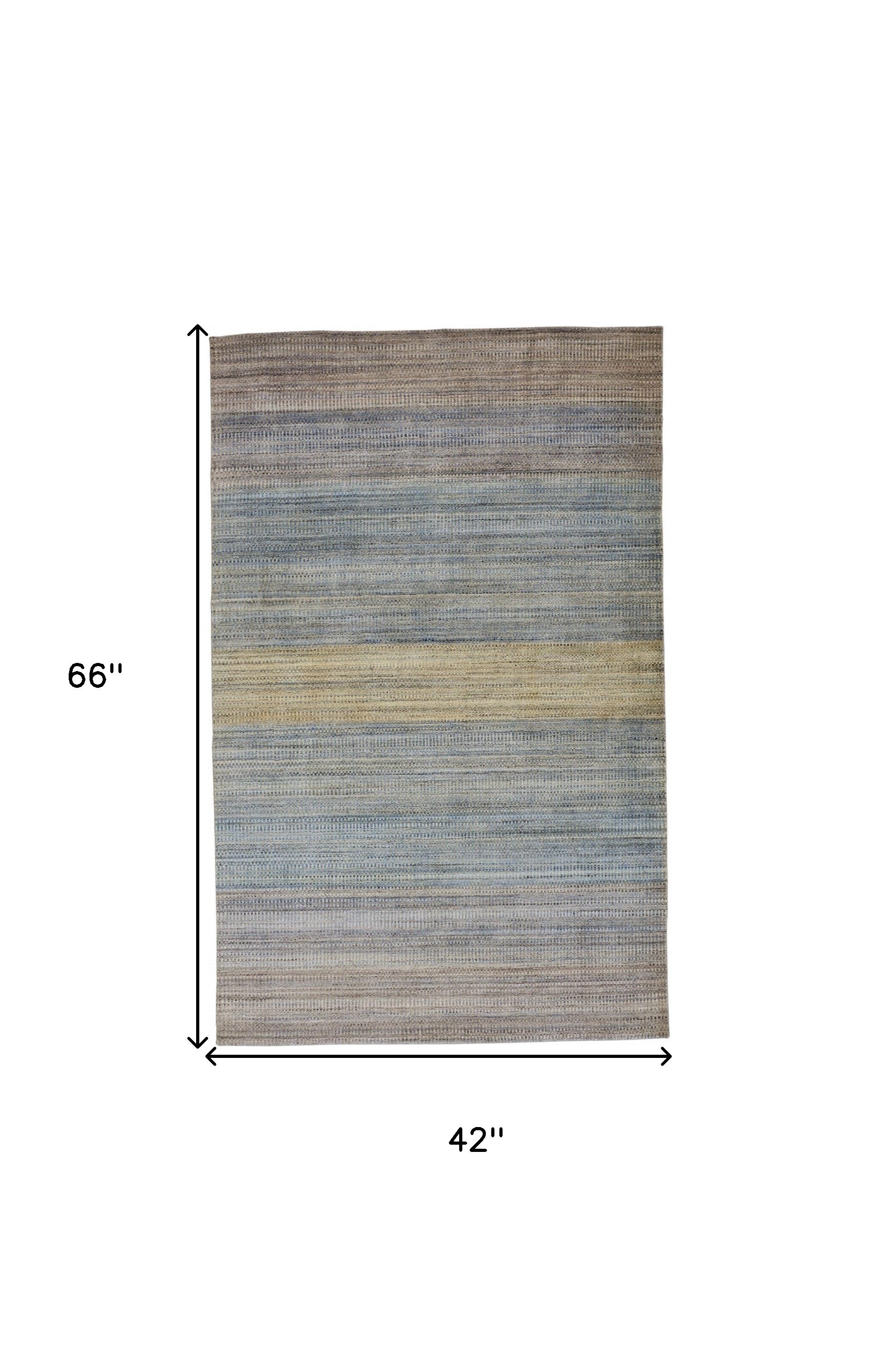 4' X 6' Blue Purple And Tan Ombre Hand Woven Area Rug