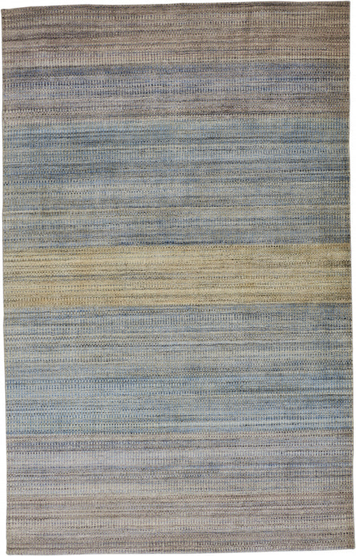 8' X 11' Blue Purple And Tan Ombre Hand Woven Area Rug