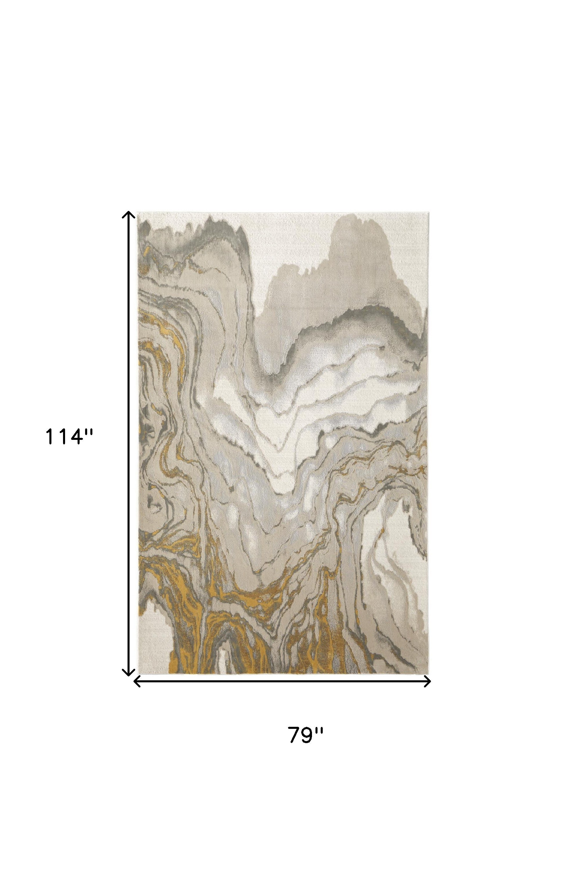 7' X 10' Gold Ivory And Gray Abstract Stain Resistant Area Rug