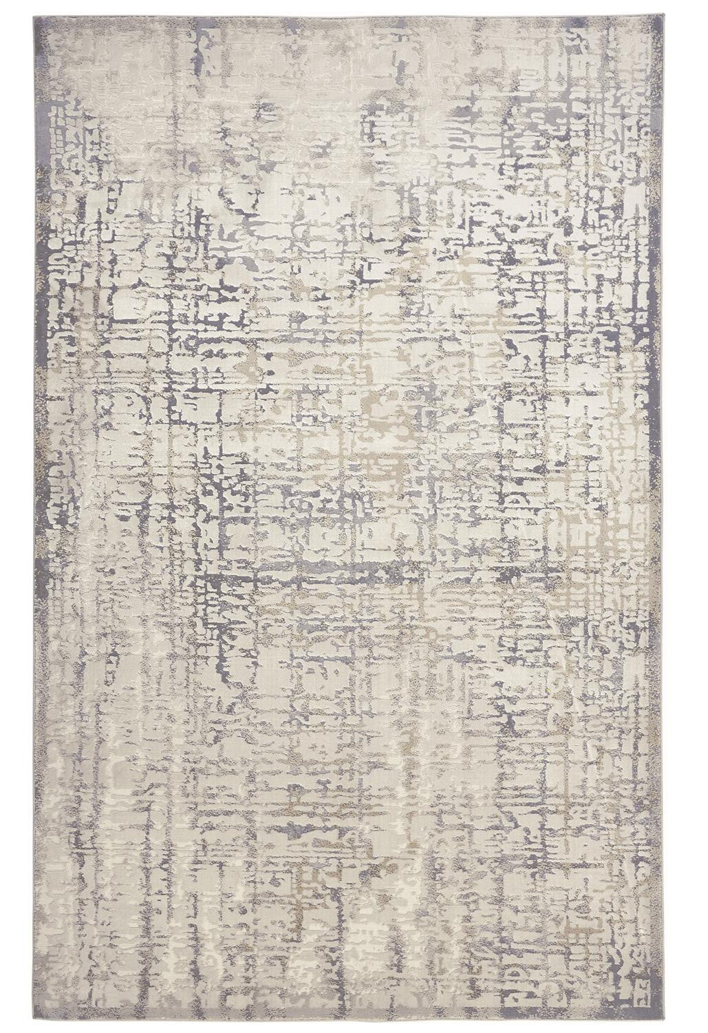 7' X 10' Ivory And Gray Abstract Stain Resistant Area Rug