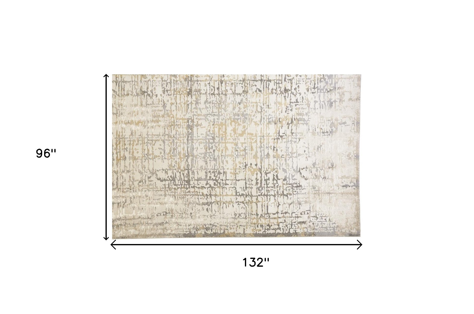 8' X 11' Ivory And Gray Abstract Stain Resistant Area Rug